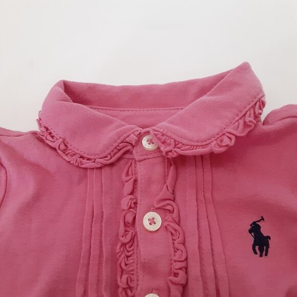 Ralph Lauren Baby Girl 3mo Pink Polo Shirt + Embroidered Slip On Sneakers Set - Picture 12 of 15